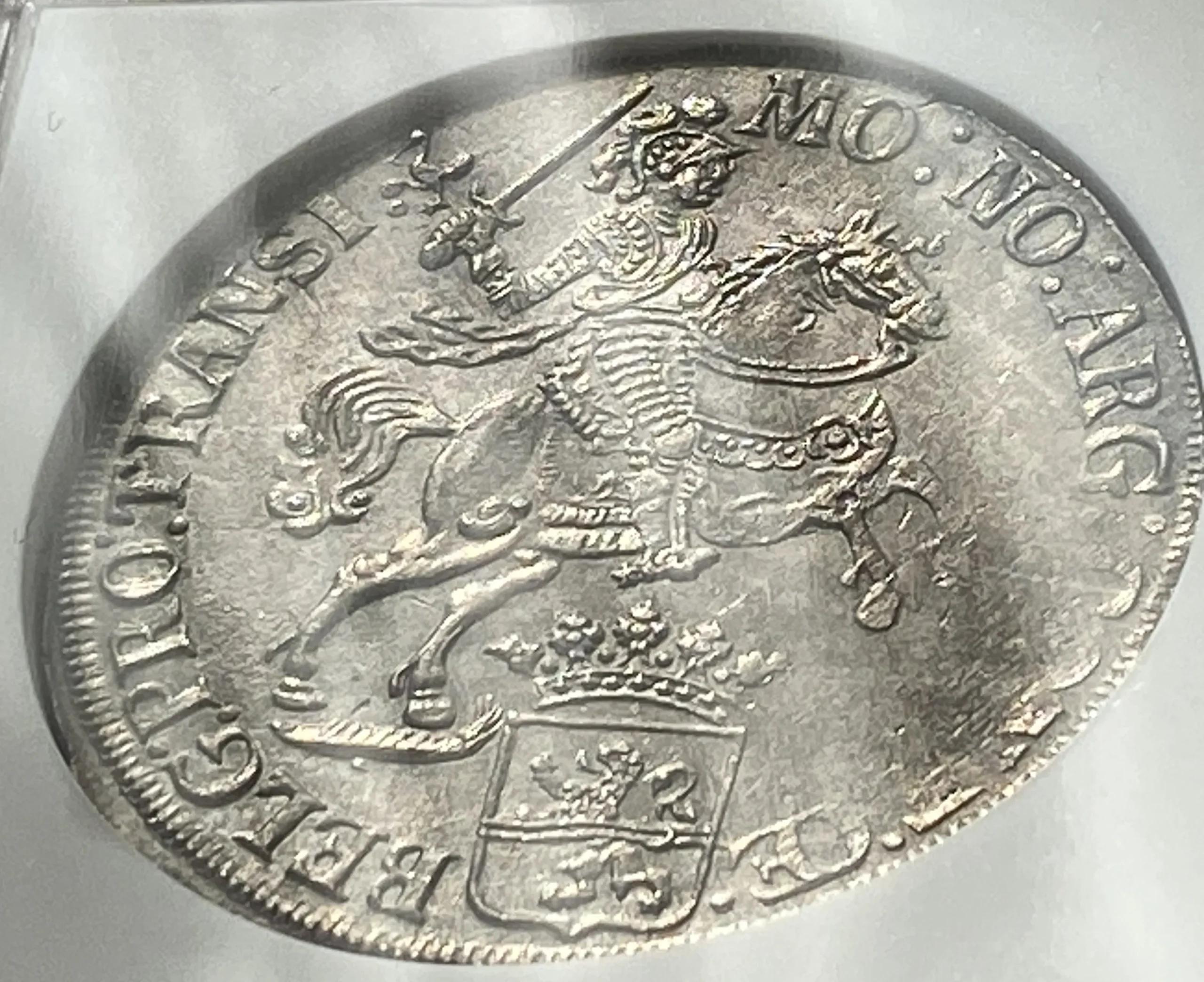 1734年 オランダ オーファーアイセル 1デュカトン銀貨 通称「シルバーライダー」MS61 NGC!