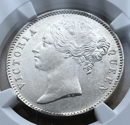 1840年 インド ルピー銀貨 女王ビクトリア MS63 高鑑定品 NGC!