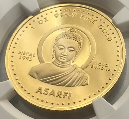 【地金価格∔10％以下】1995年 ネパール （純金31.1g） ブッダ PF69UC NGC 堂々最高鑑定９枚中の１枚！