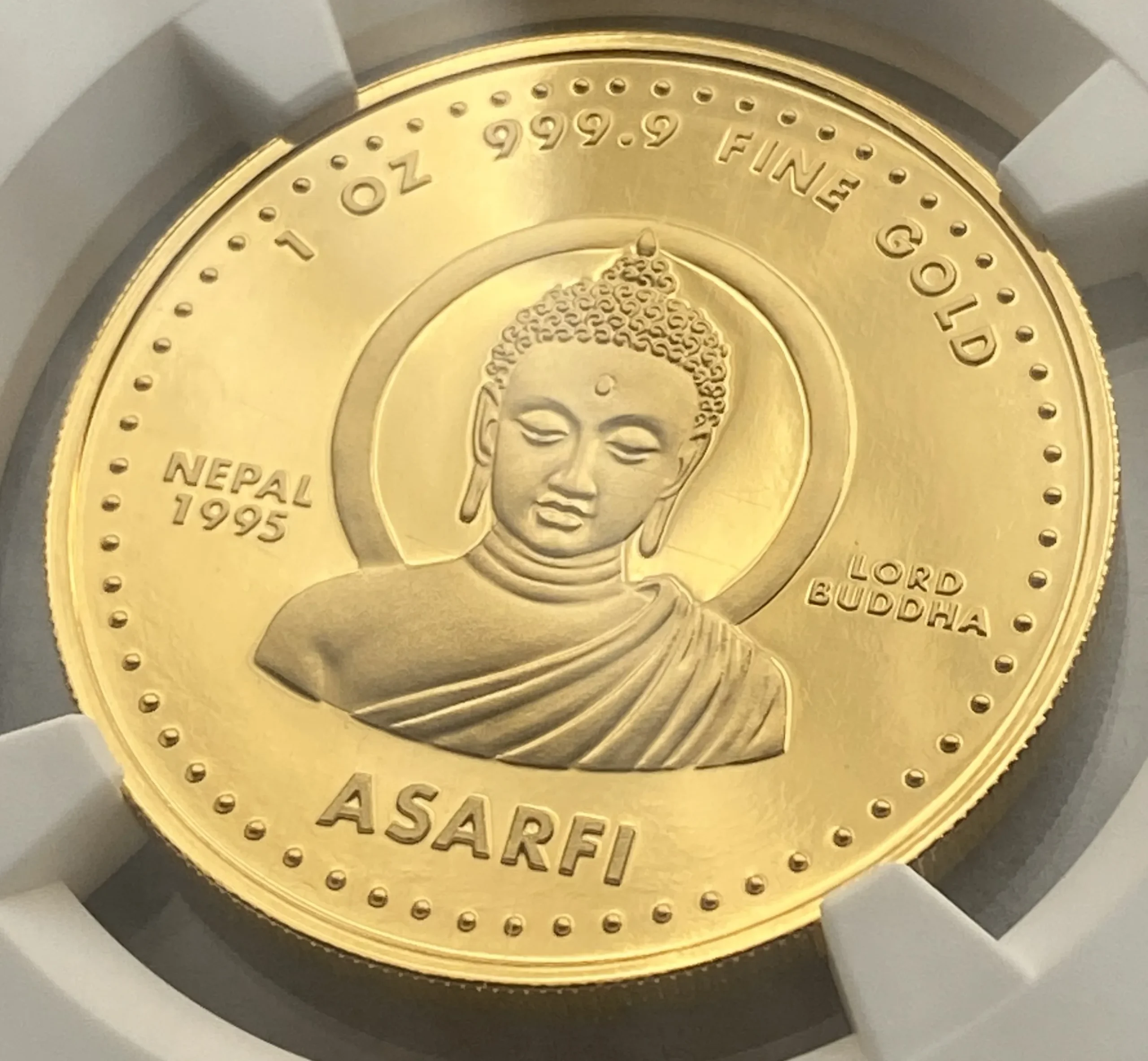【地金価格∔10%以下】1995年 ネパール (純金31.1g) ブッダ PF69UC NGC 堂々最高鑑定9枚中の1枚!