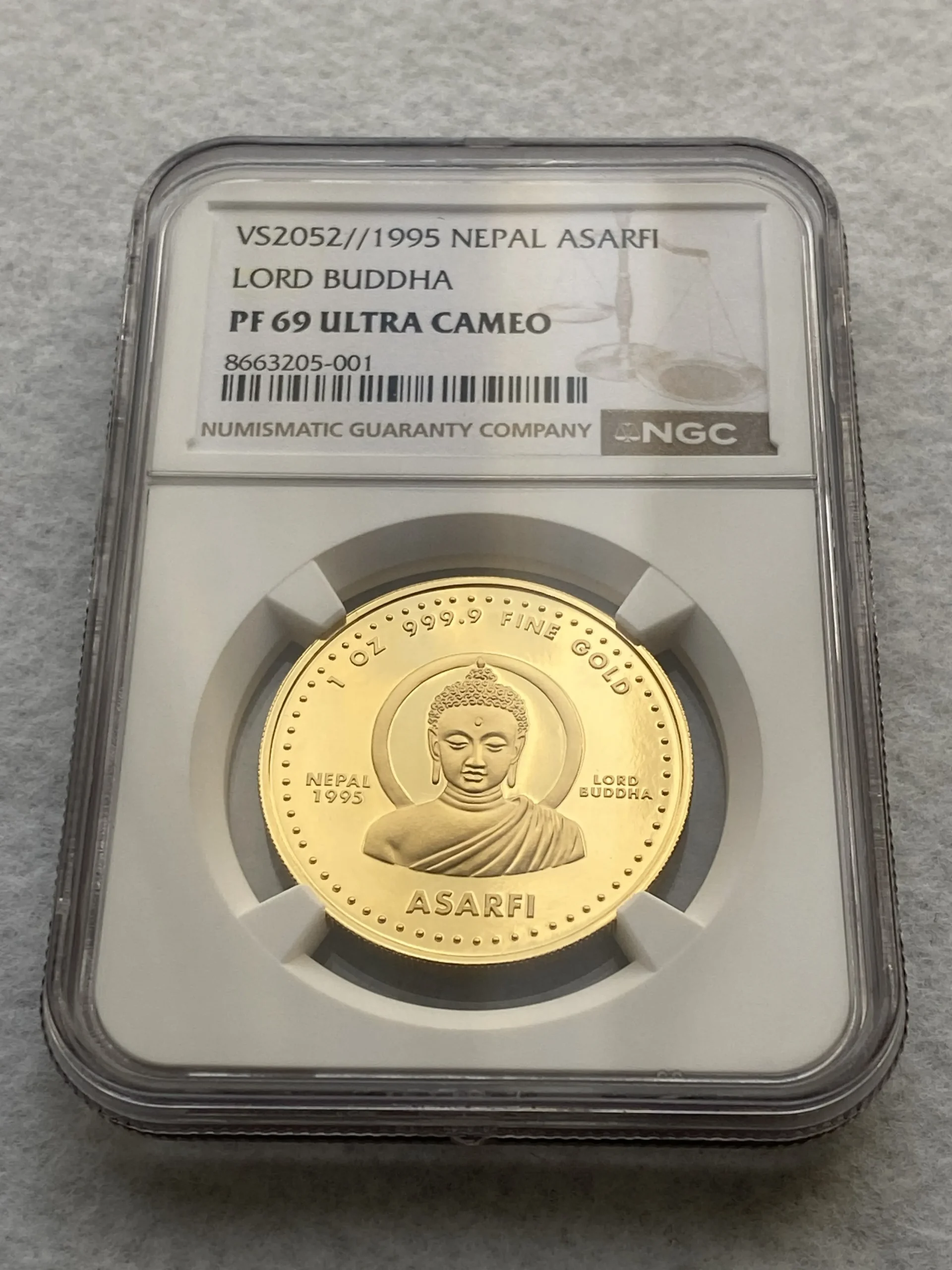【地金価格∔10%以下】1995年 ネパール (純金31.1g) ブッダ PF69UC NGC 堂々最高鑑定9枚中の1枚! - 画像 (2)