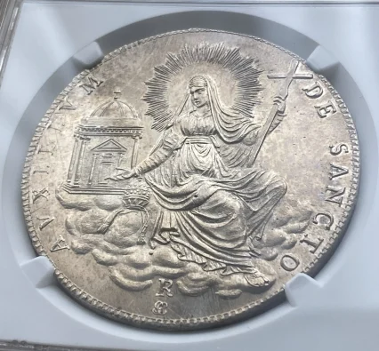 1829(R)年 イタリア Papal States(教皇領) スクード銀貨 SEDE VACANTE(使徒座空位) MS63 NGC!