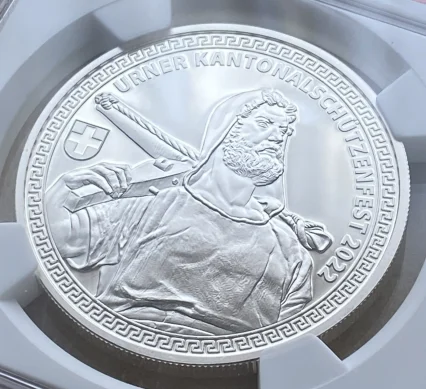 2022年 スイス 50フラン銀貨 ウーリ州 射撃祭ラベル PF70UC NGC 堂々最高鑑定!!