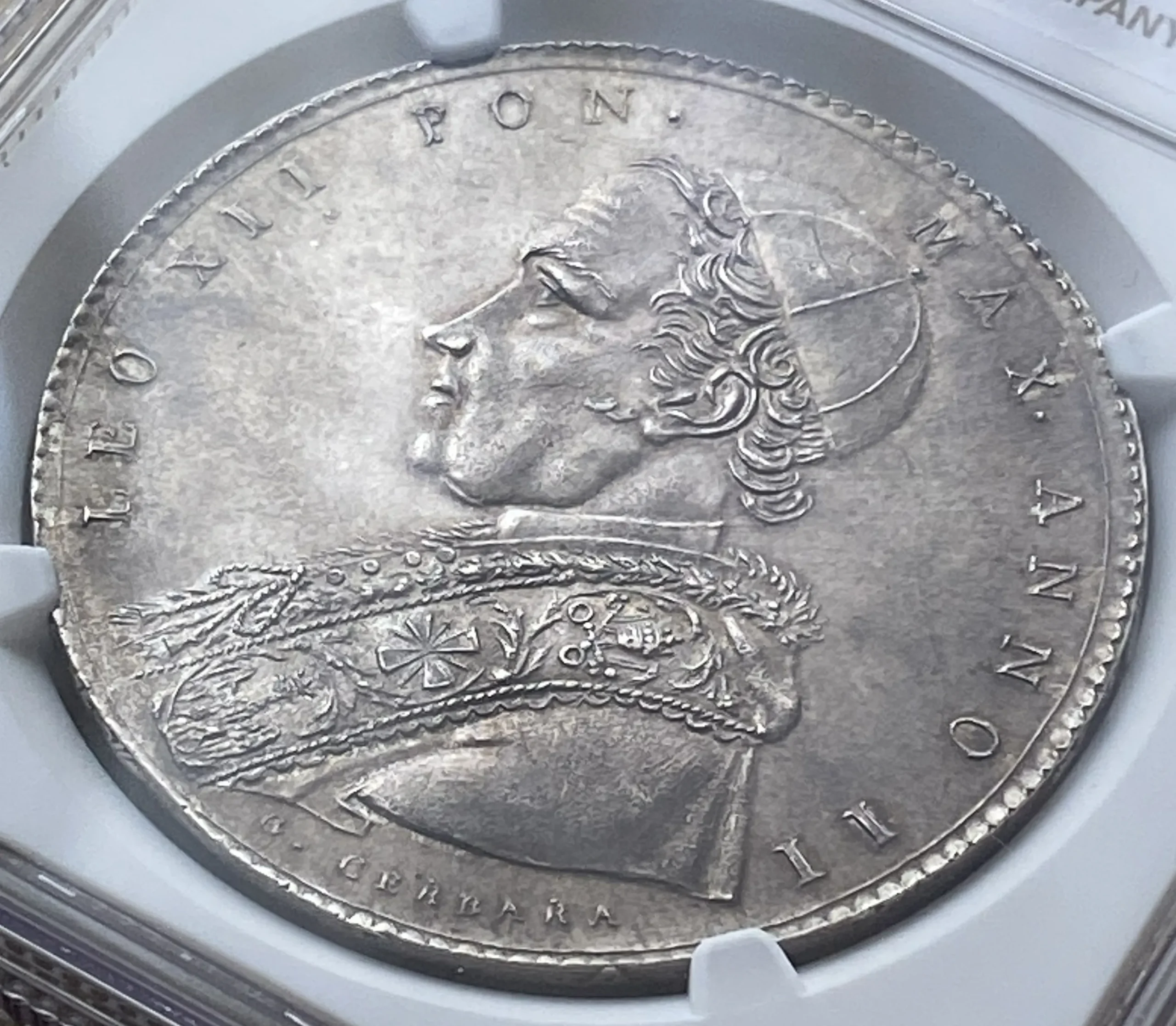 1825(R)年 イタリア Papal States(教皇領) スクード銀貨 レオ12世 MS64 NGC 堂々最高鑑定品! - 画像 (3)