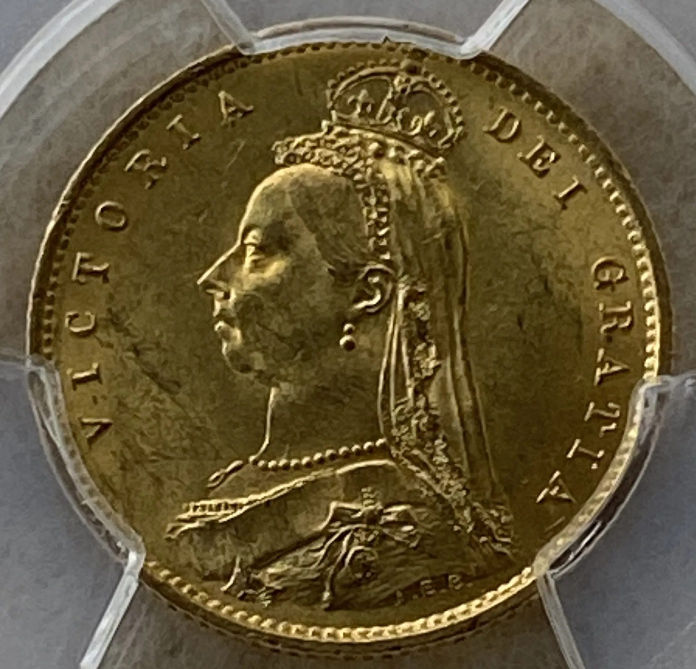 1887年 イギリス 1/2ソブリン金貨(金重量3.994g 91.7%)ビクトリア ジュビリーヘッド MS63 PCGS 高鑑定品! - 画像 (3)