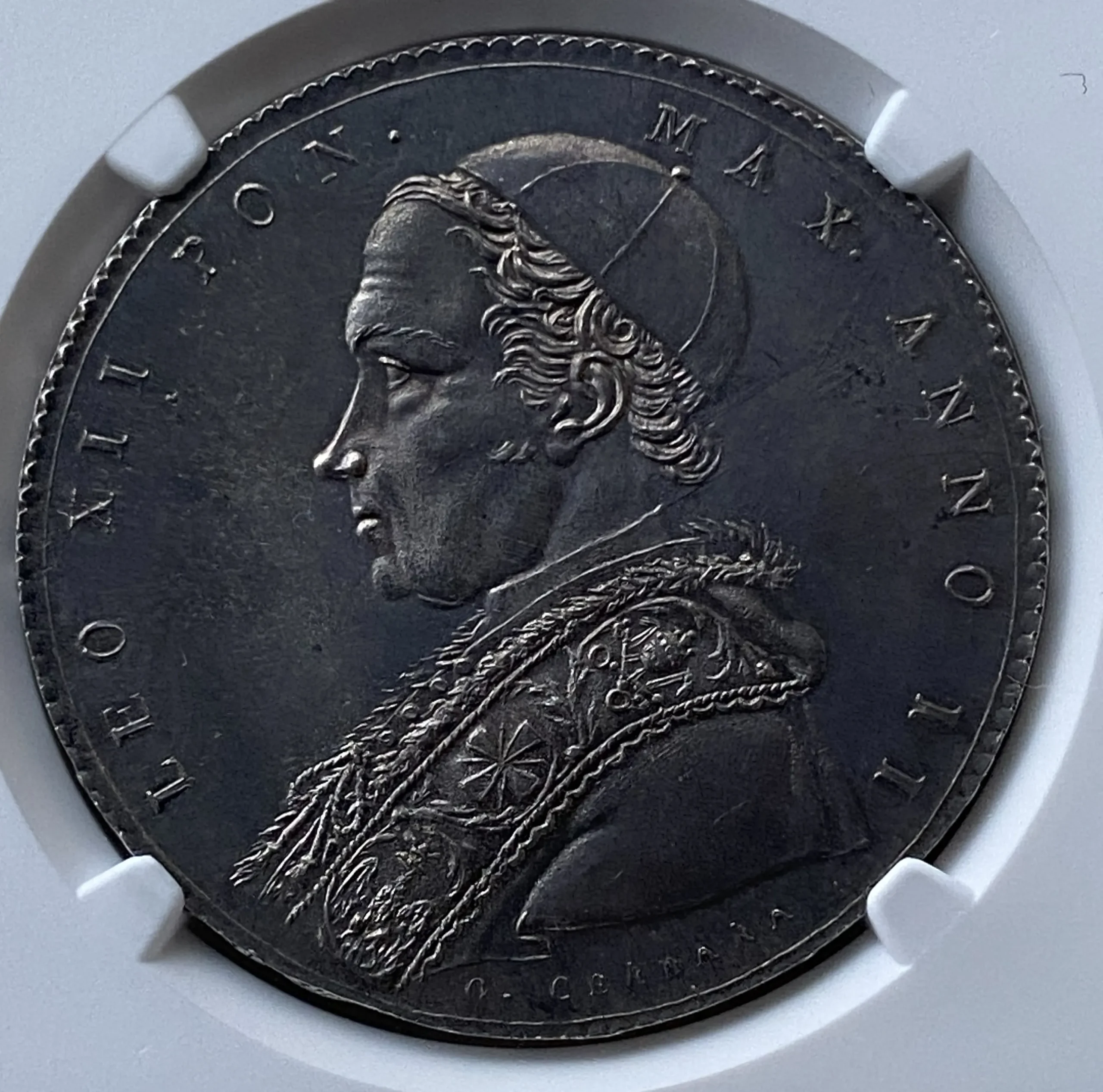 1825(R)年 イタリア Papal States(教皇領) スクード銀貨 レオ12世 MS64 NGC 堂々最高鑑定品! - 画像 (6)
