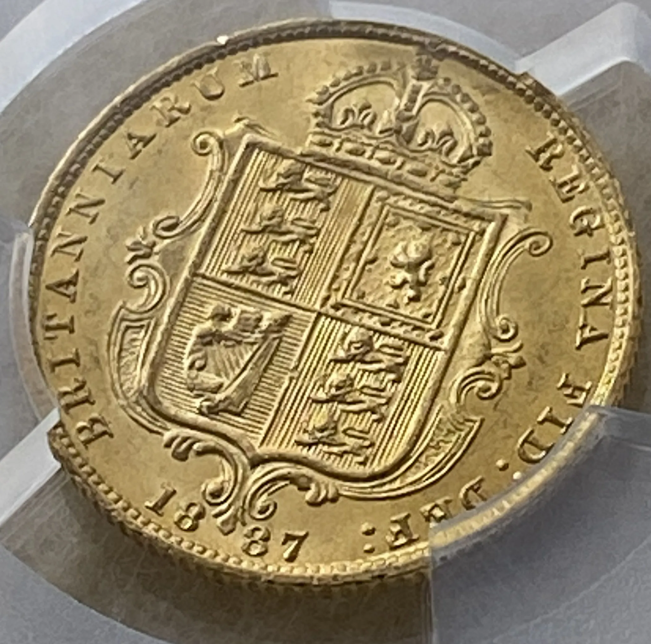 1887年 イギリス 1/2ソブリン金貨(金重量3.994g 91.7%)ビクトリア ジュビリーヘッド MS63 PCGS 高鑑定品! - 画像 (4)