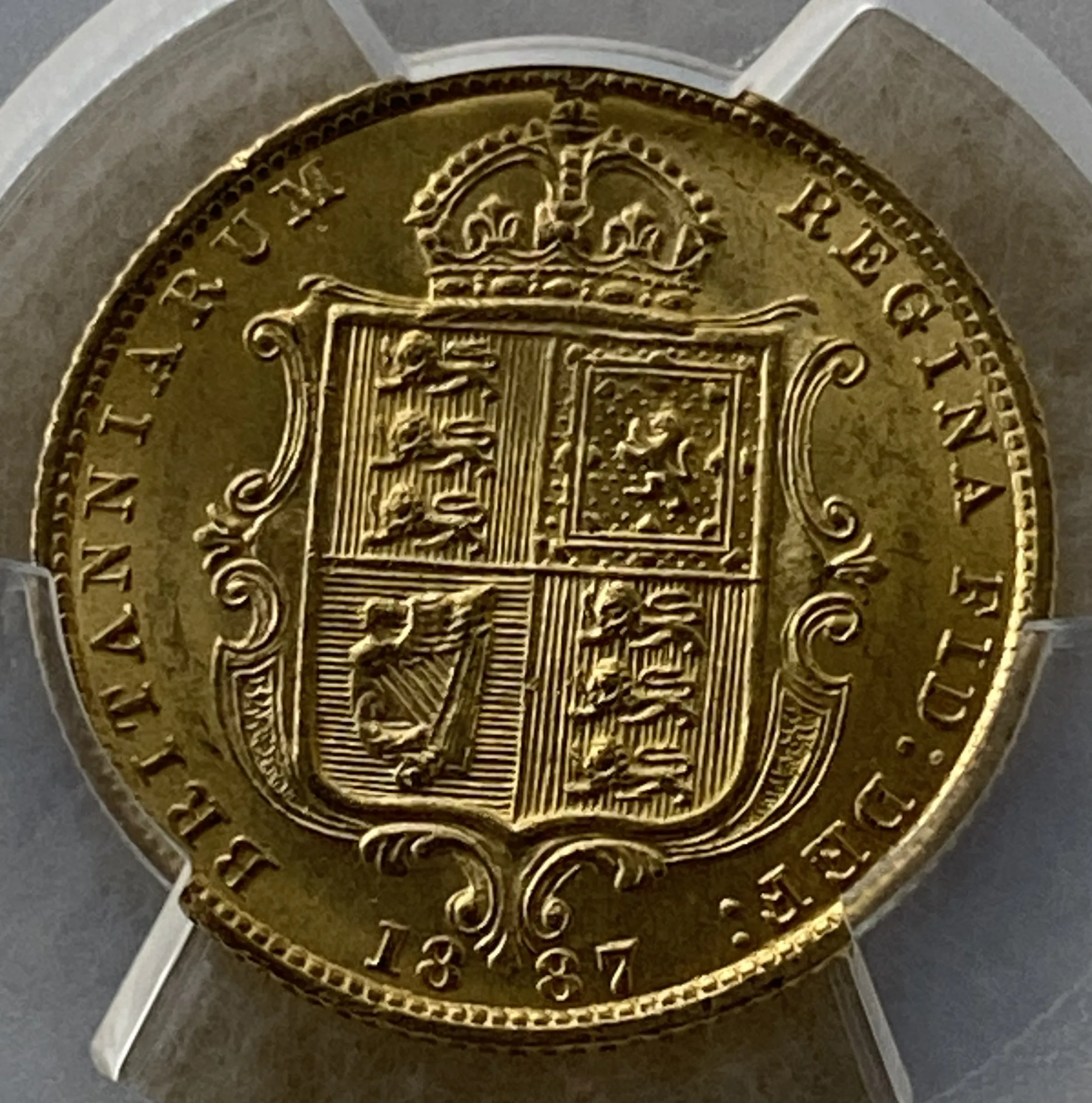 1887年 イギリス 1/2ソブリン金貨(金重量3.994g 91.7%)ビクトリア ジュビリーヘッド MS63 PCGS 高鑑定品! - 画像 (6)