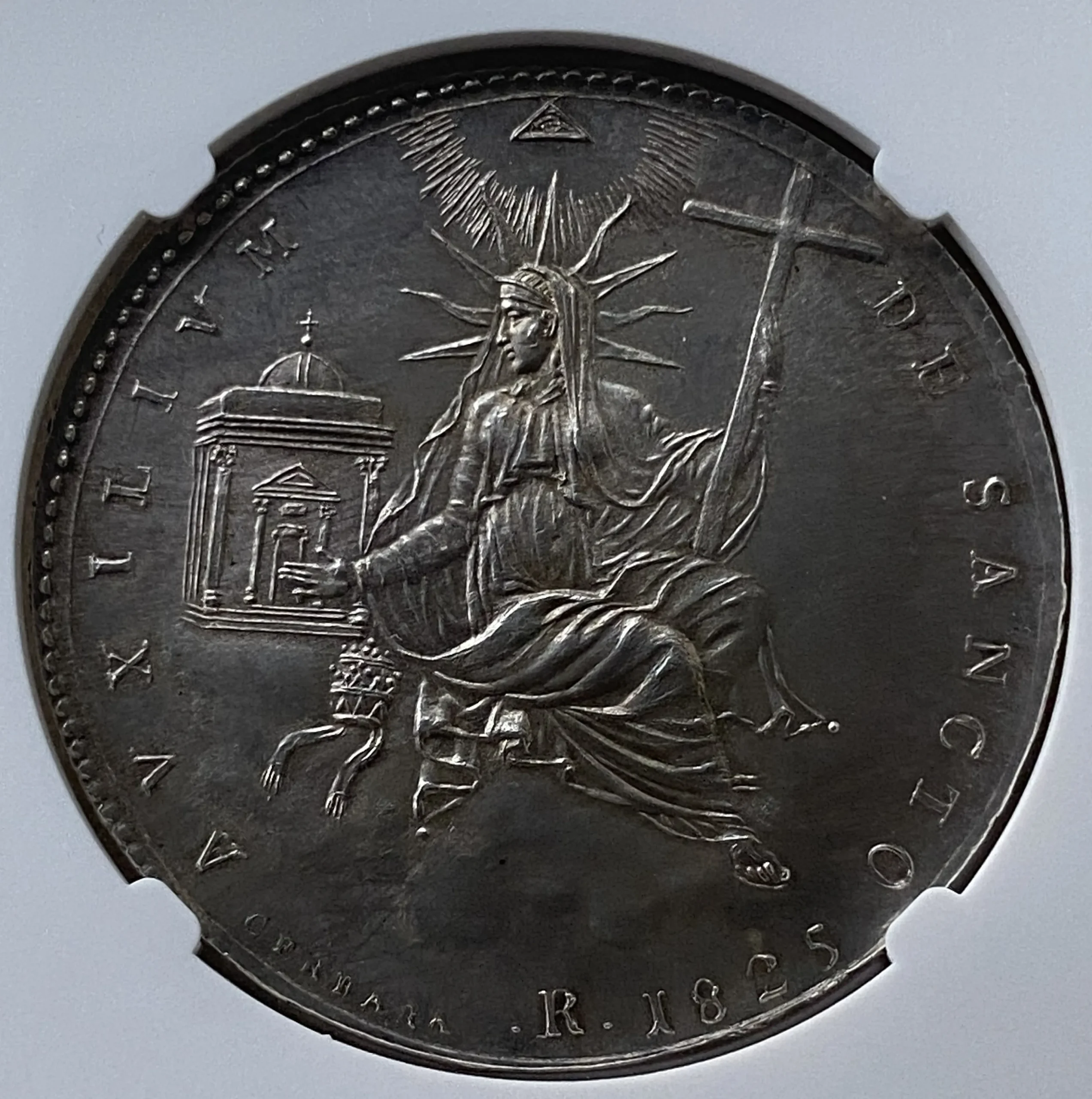1825(R)年 イタリア Papal States(教皇領) スクード銀貨 レオ12世 MS64 NGC 堂々最高鑑定品! - 画像 (4)