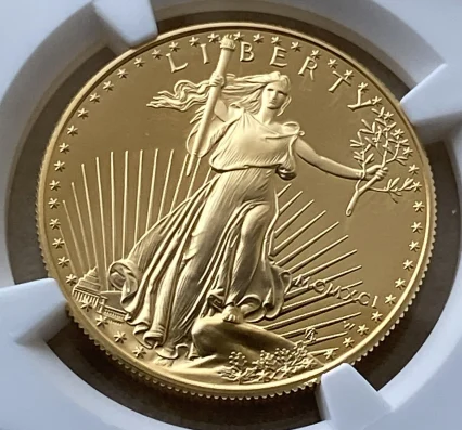 【地金価格∔10％以下】1991年 アメリカ 50ドルプルーフ金貨（純金換算31.1g） PF70UC NGC 堂々最高鑑定品！