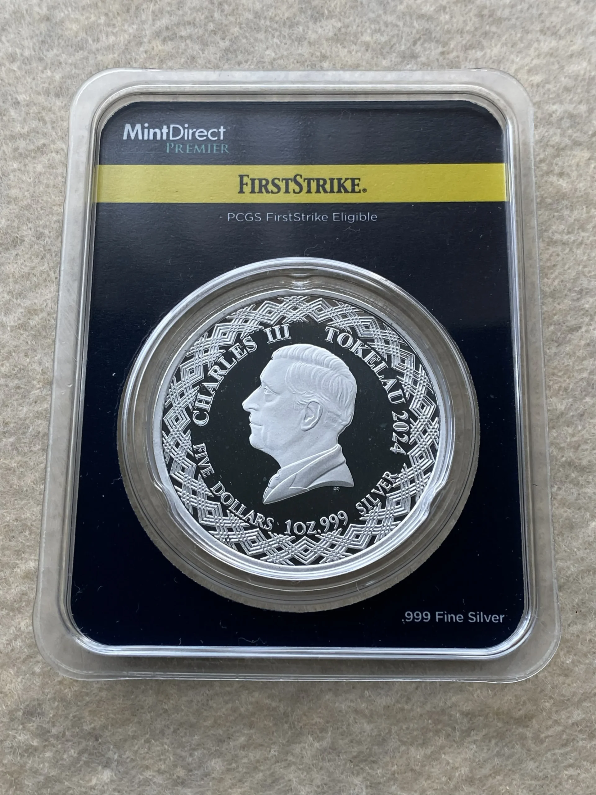 2024年 トケラウ諸島 5ドル銀貨(純銀31.1g)ロングフィン・バナーフィッシュ 保護プラスチック封入/PCGS FirstStrike認定品! - 画像 (5)