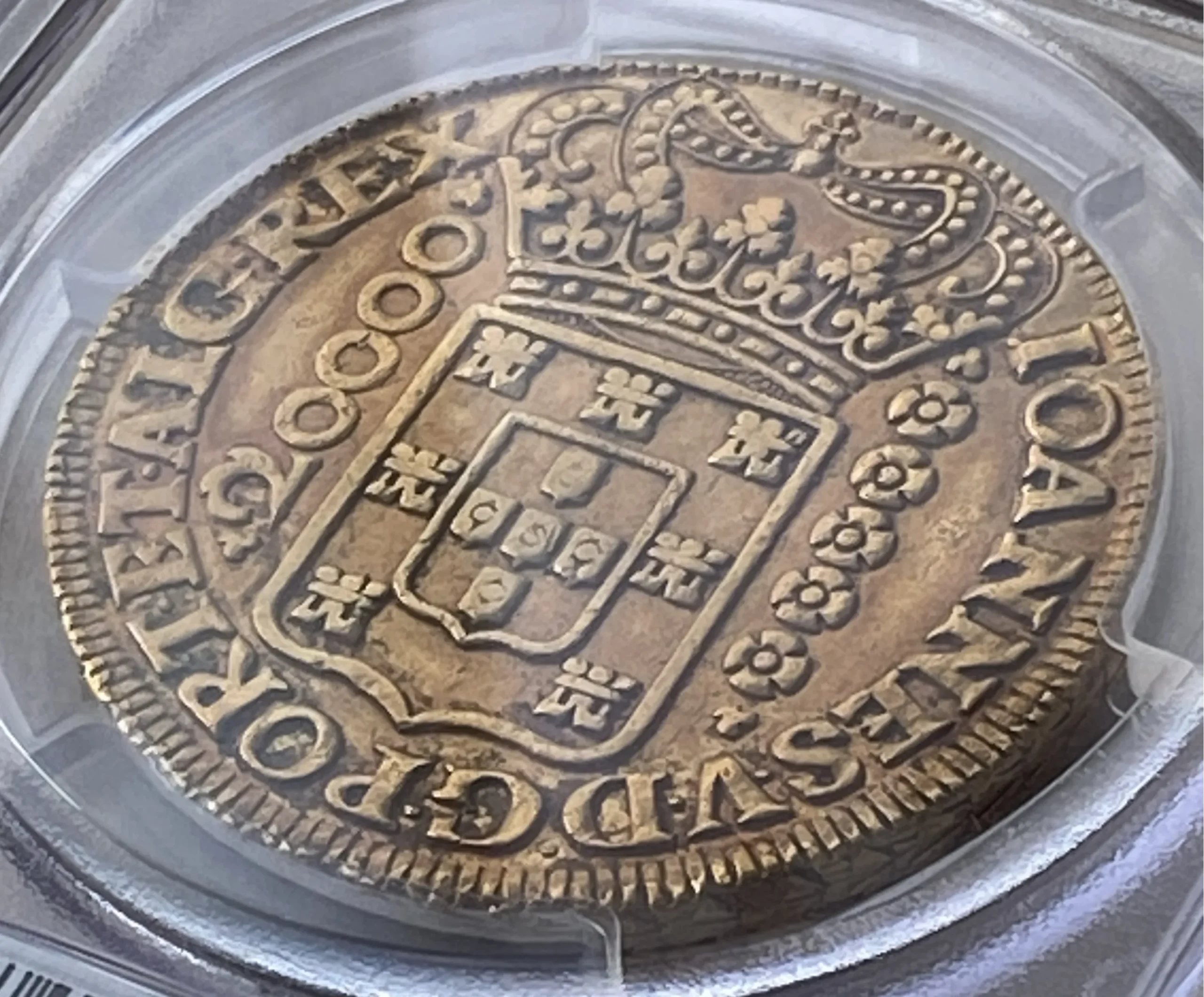 1725年 ブラジル 20000レイス金貨(金重量53.78g 91.7% 1.5855オンス) AU50 PCGS 鑑定品! - 画像 (5)
