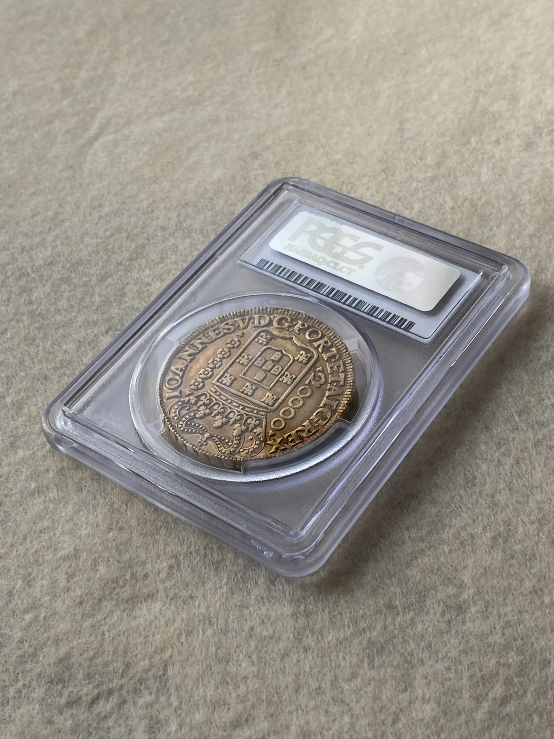1725年 ブラジル 20000レイス金貨(金重量53.78g 91.7% 1.5855オンス) AU50 PCGS 鑑定品! - 画像 (6)