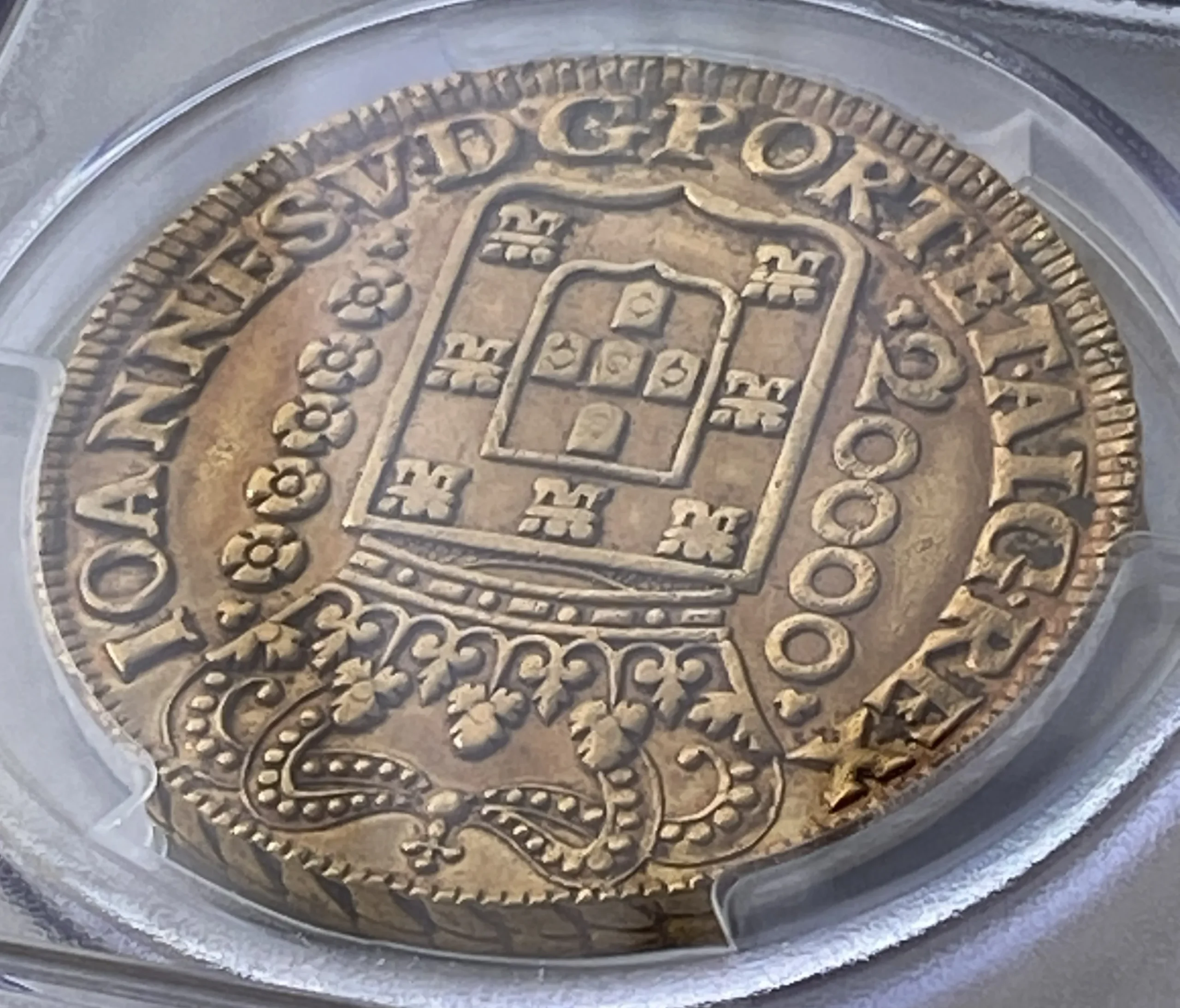 1725年 ブラジル 20000レイス金貨(金重量53.78g 91.7% 1.5855オンス) AU50 PCGS 鑑定品! - 画像 (8)