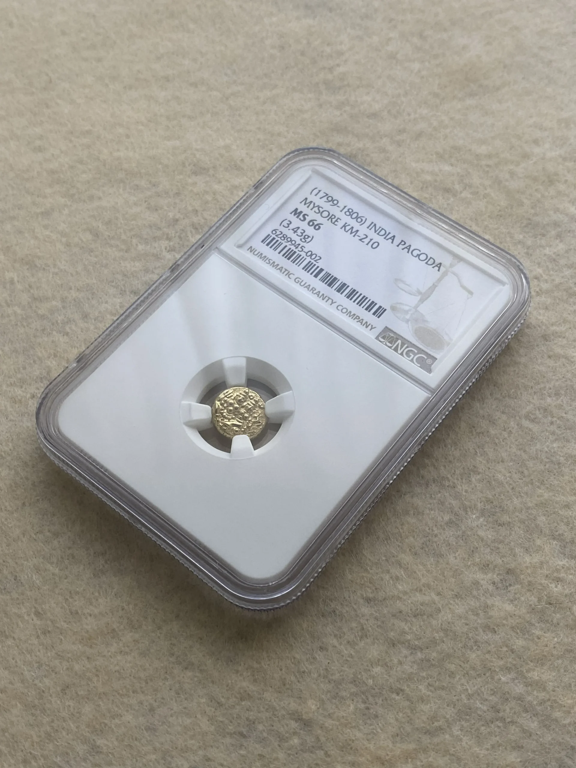 1799-1806年 インド マイソール王国 1パゴダ金貨(3.43g) クリシュナラージャ・ウォデヤール3世 MS66 NGC 鑑定品! - 画像 (2)