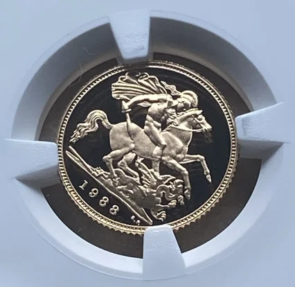 1988年 イギリス ハーフソブリン金貨 エリザベス2世女王 マクルーフ肖像 プルーフ PF70 ULTRA CAMEO NGC 堂々最高鑑定品!