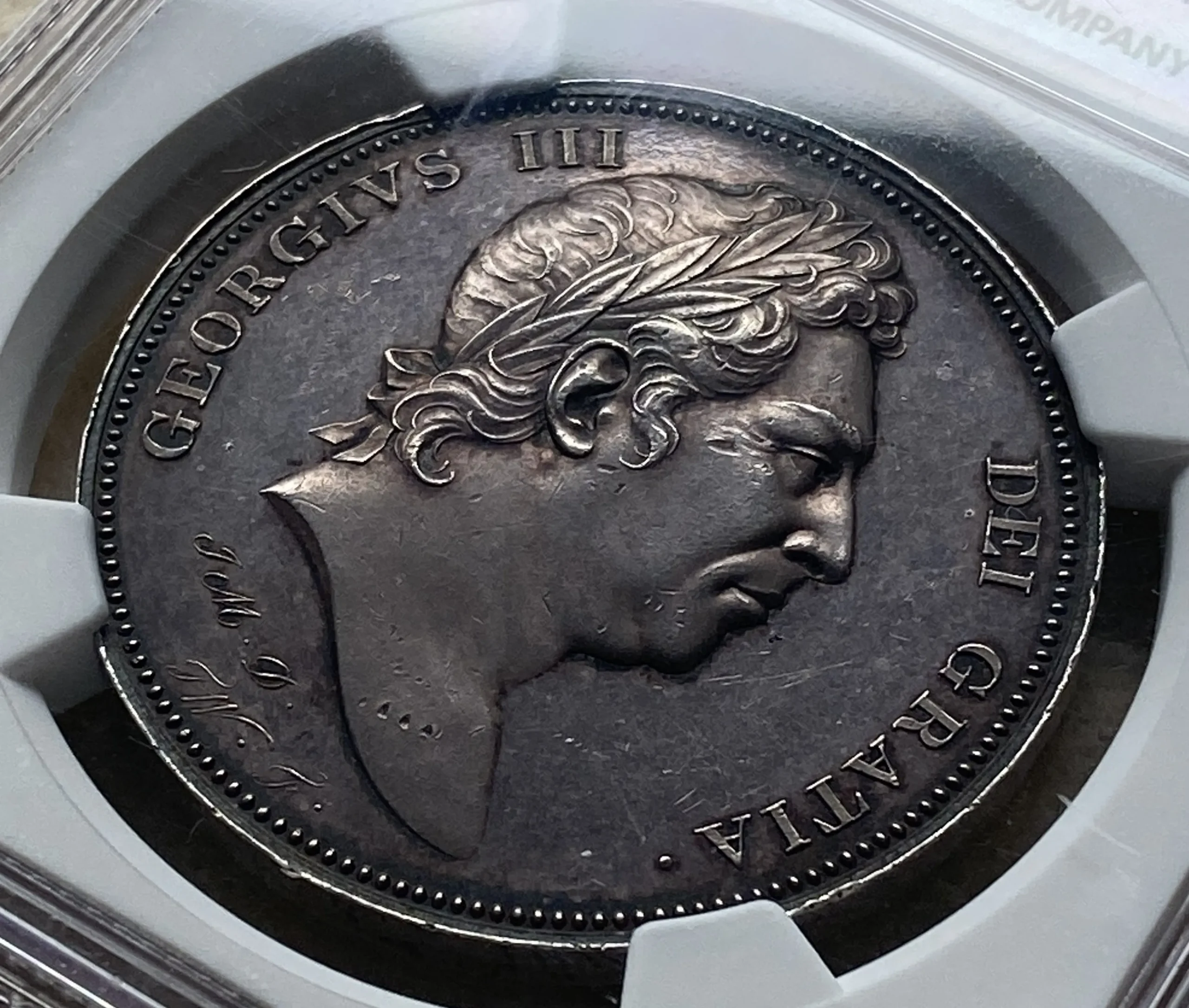 1820年 イギリス クラウン銀貨 ジョージ3世 ウィリアム・ワイヨン作 試鋳貨(パターン貨) シルバープルーフ Bull-2055 / ESC-221 PF61 NGC 鑑定品!