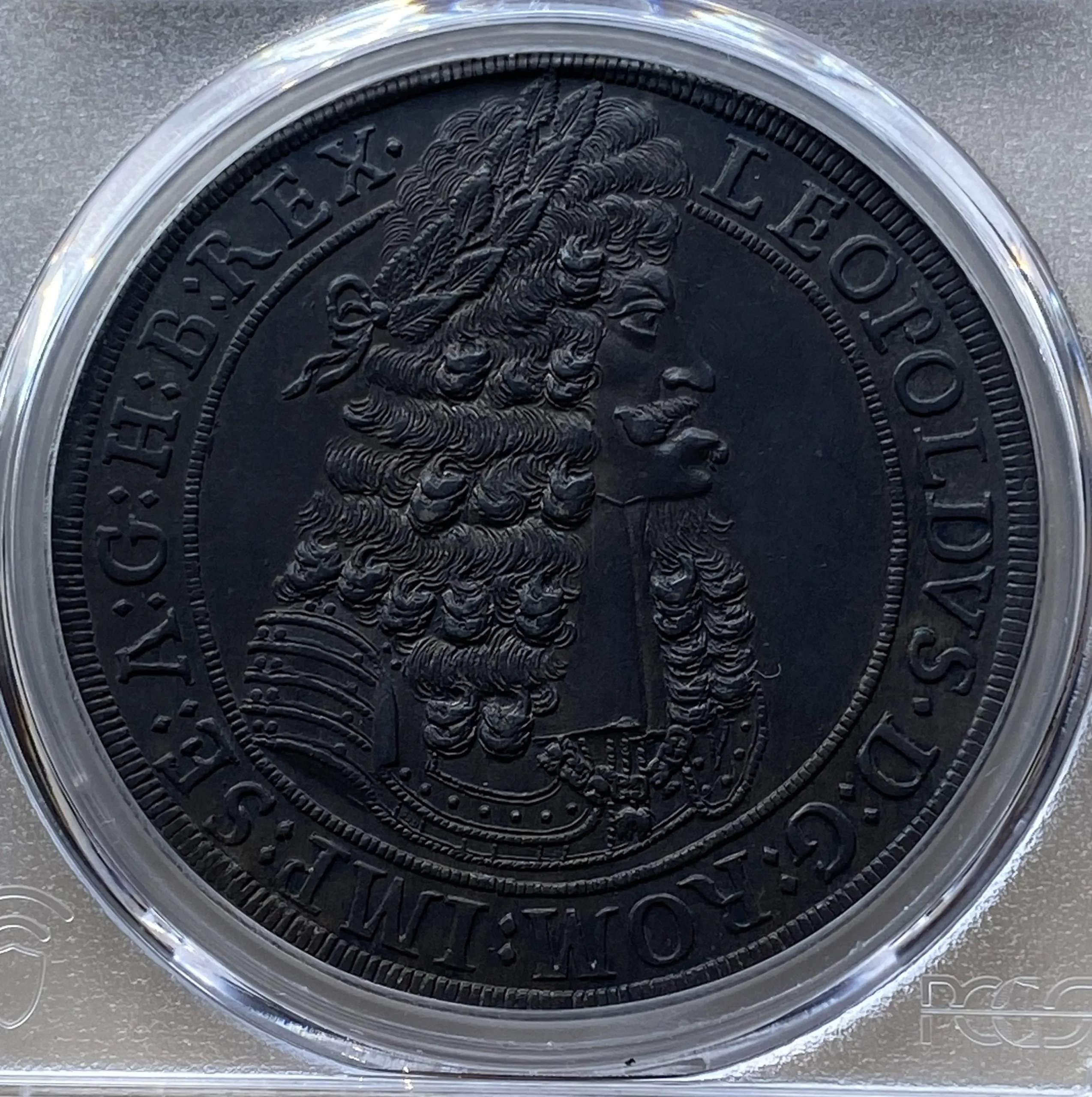1701年 オーストリア(神聖ローマ帝国) レオポルト1世 ターラー銀貨 ハル造幣局製 MS62 PCGS 高鑑定品! - 画像 (3)