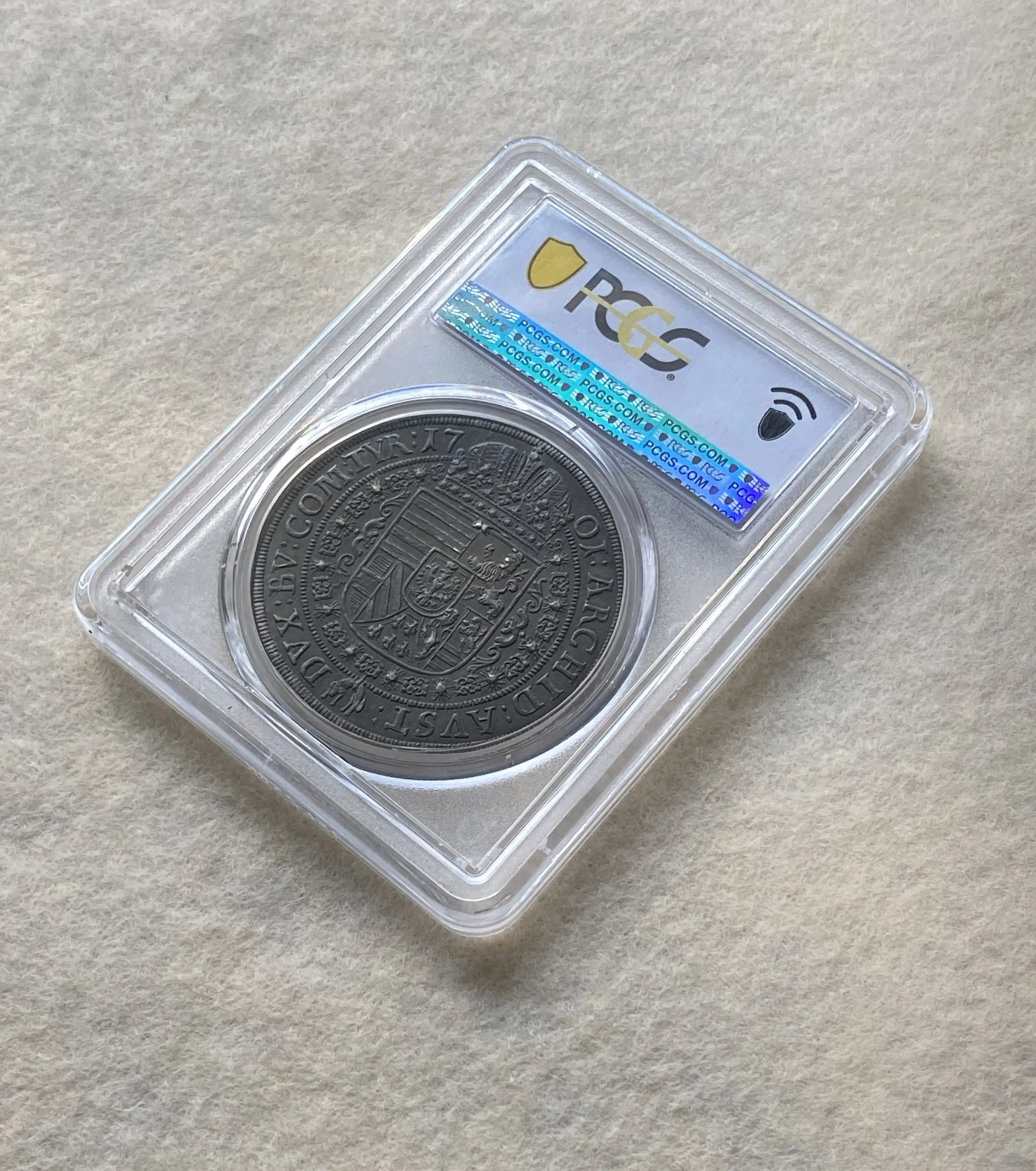1701年 オーストリア(神聖ローマ帝国) レオポルト1世 ターラー銀貨 ハル造幣局製 MS62 PCGS 高鑑定品! - 画像 (6)