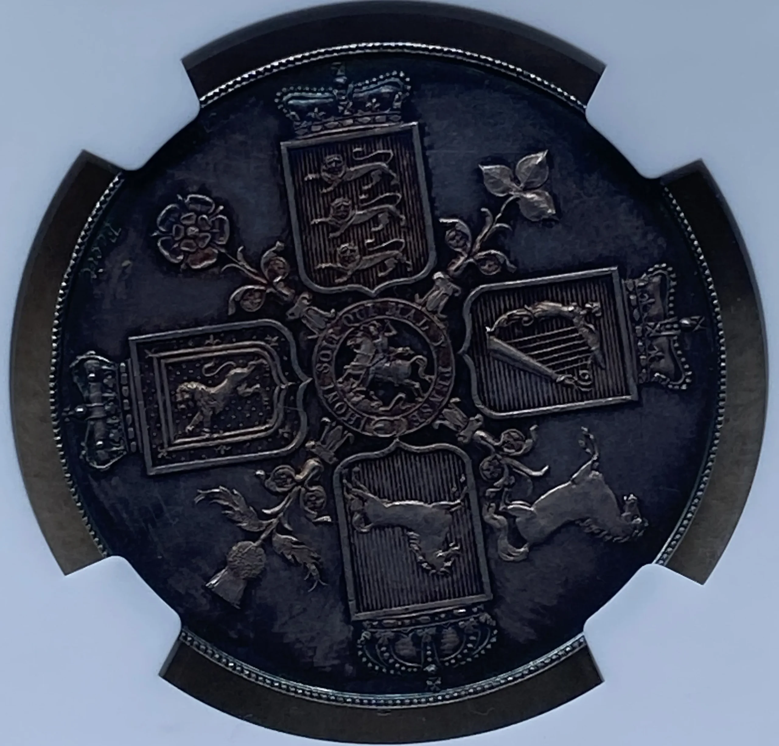 1820年 イギリス クラウン銀貨 ジョージ3世 ウィリアム・ワイヨン作 試鋳貨(パターン貨) シルバープルーフ Bull-2055 / ESC-221 PF61 NGC 鑑定品! - 画像 (7)