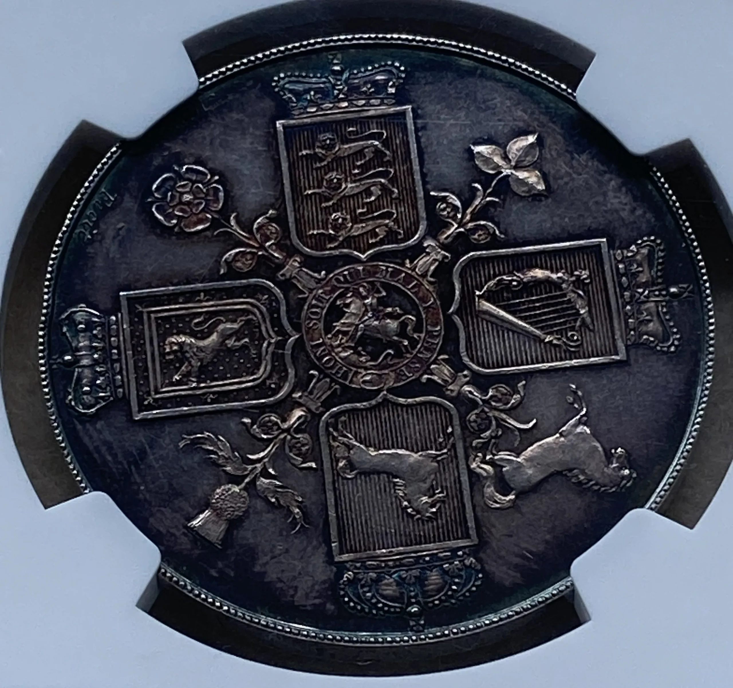 1820年 イギリス クラウン銀貨 ジョージ3世 ウィリアム・ワイヨン作 試鋳貨(パターン貨) シルバープルーフ Bull-2055 / ESC-221 PF61 NGC 鑑定品! - 画像 (8)