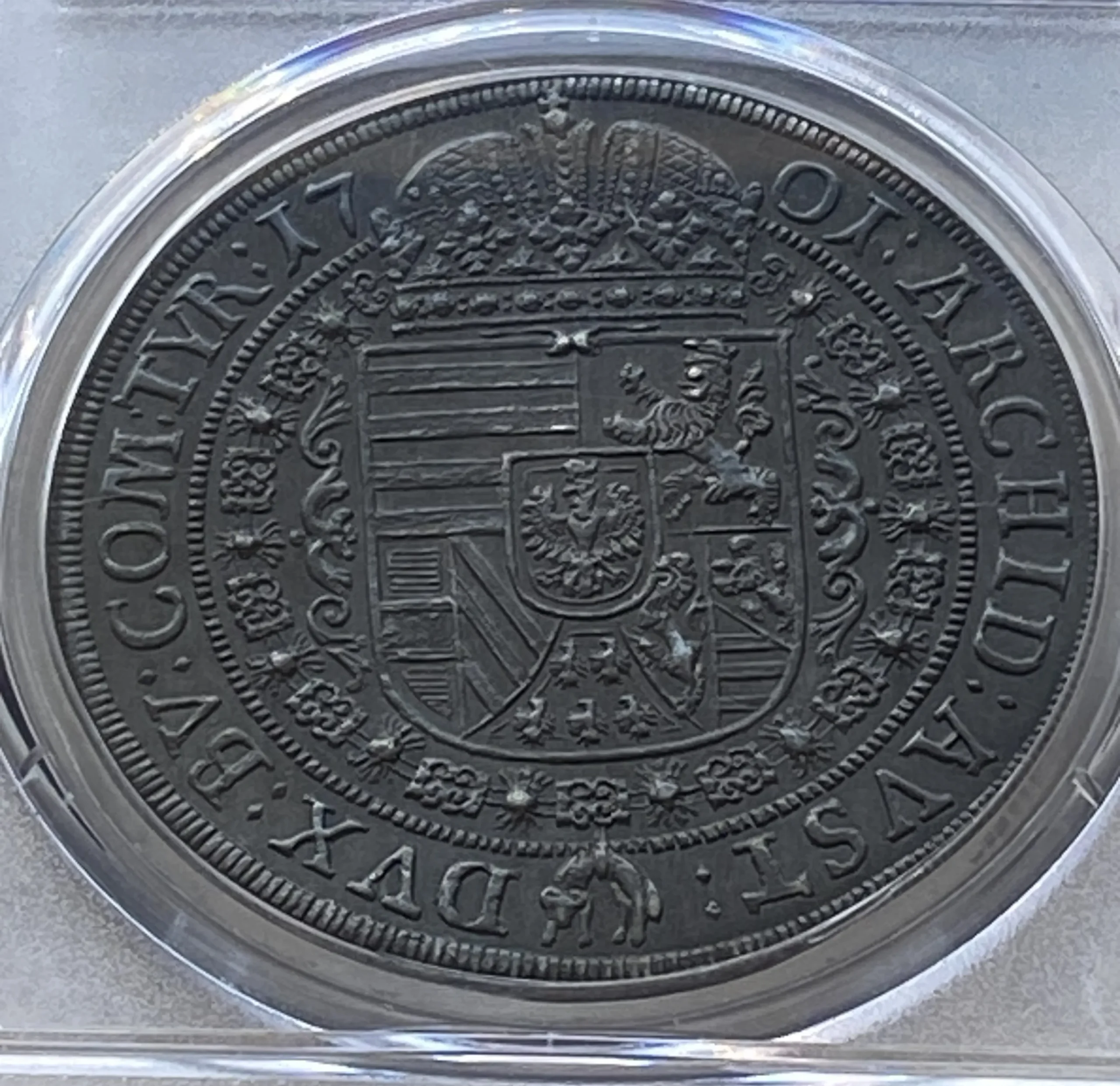 1701年 オーストリア(神聖ローマ帝国) レオポルト1世 ターラー銀貨 ハル造幣局製 MS62 PCGS 高鑑定品! - 画像 (8)