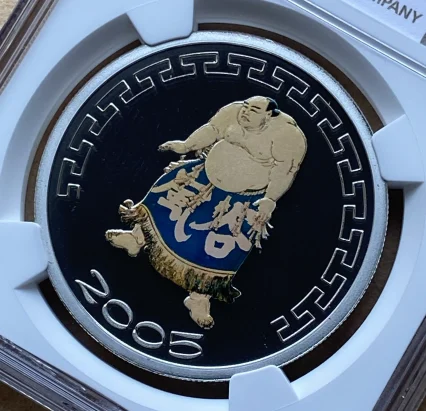 2005年 モンゴル 500トゥグリク銀貨 歴代横綱シリーズ「谷風（Tanikaze）」カラー加工 NGC PF69 ULTRA CAMEO 準最高鑑定品！