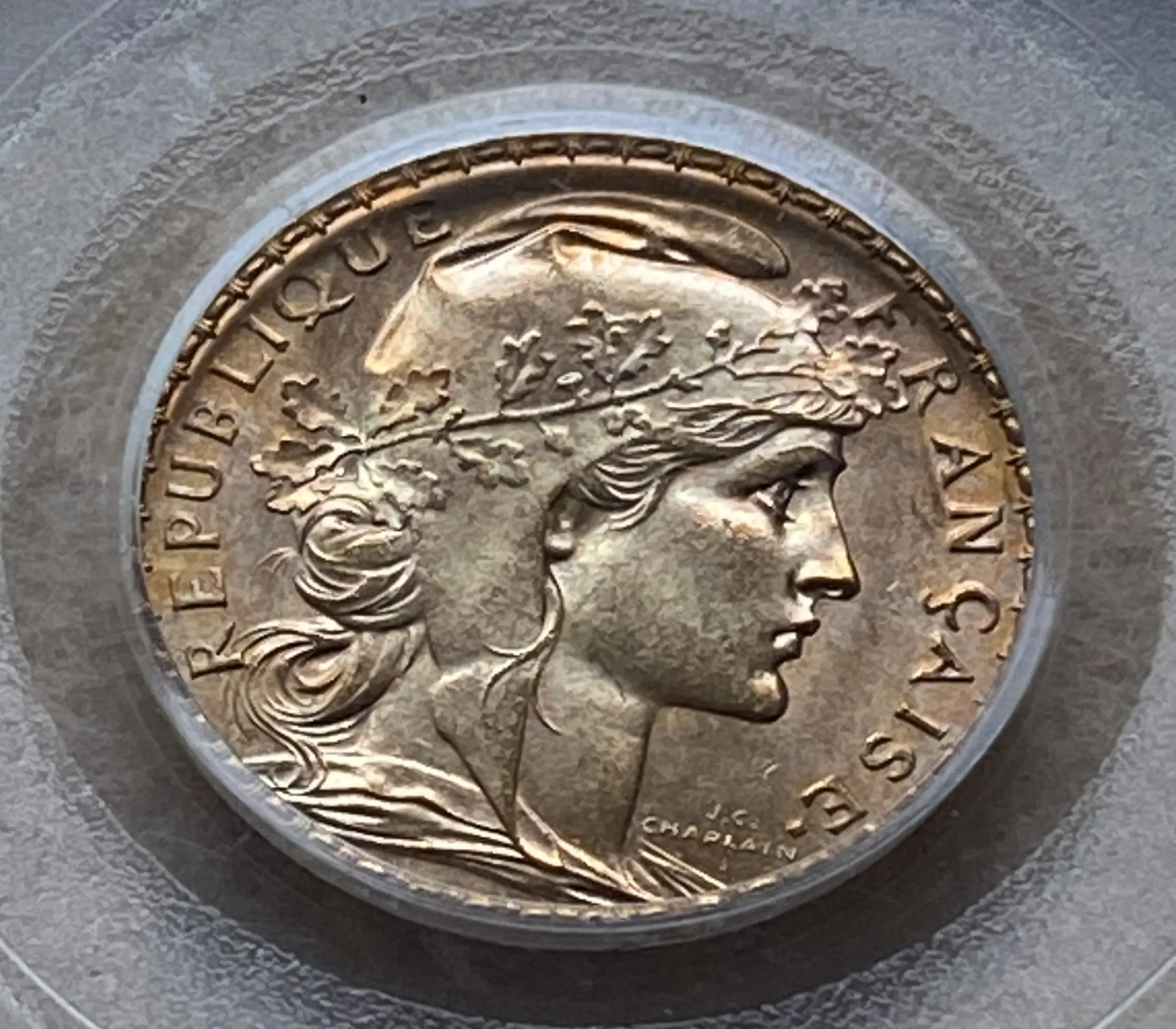 1912年 フランス 20フラン金貨 マリアンヌ&コック PCGS MS65 高鑑定 未使用!