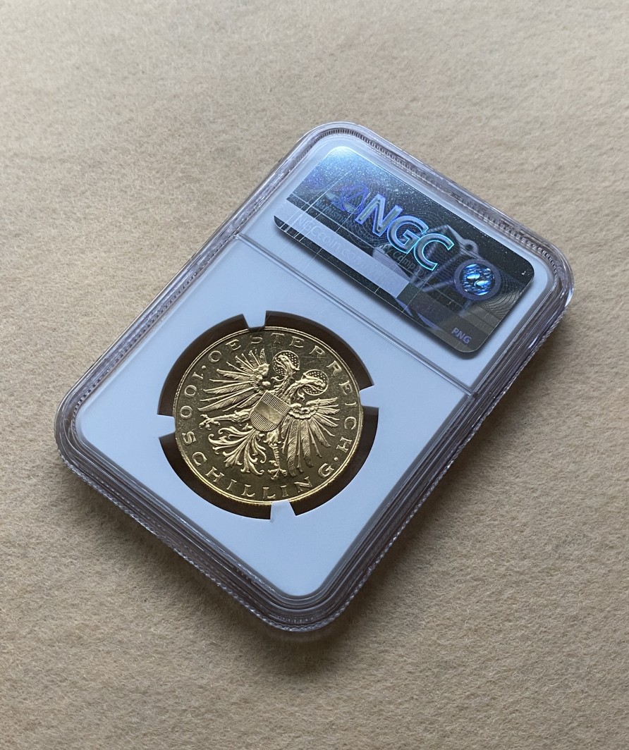 1936年 オーストリア 100シリング金貨 マリアツェルの聖母 NGC PL64 稀少歴史金貨! - 画像 (5)