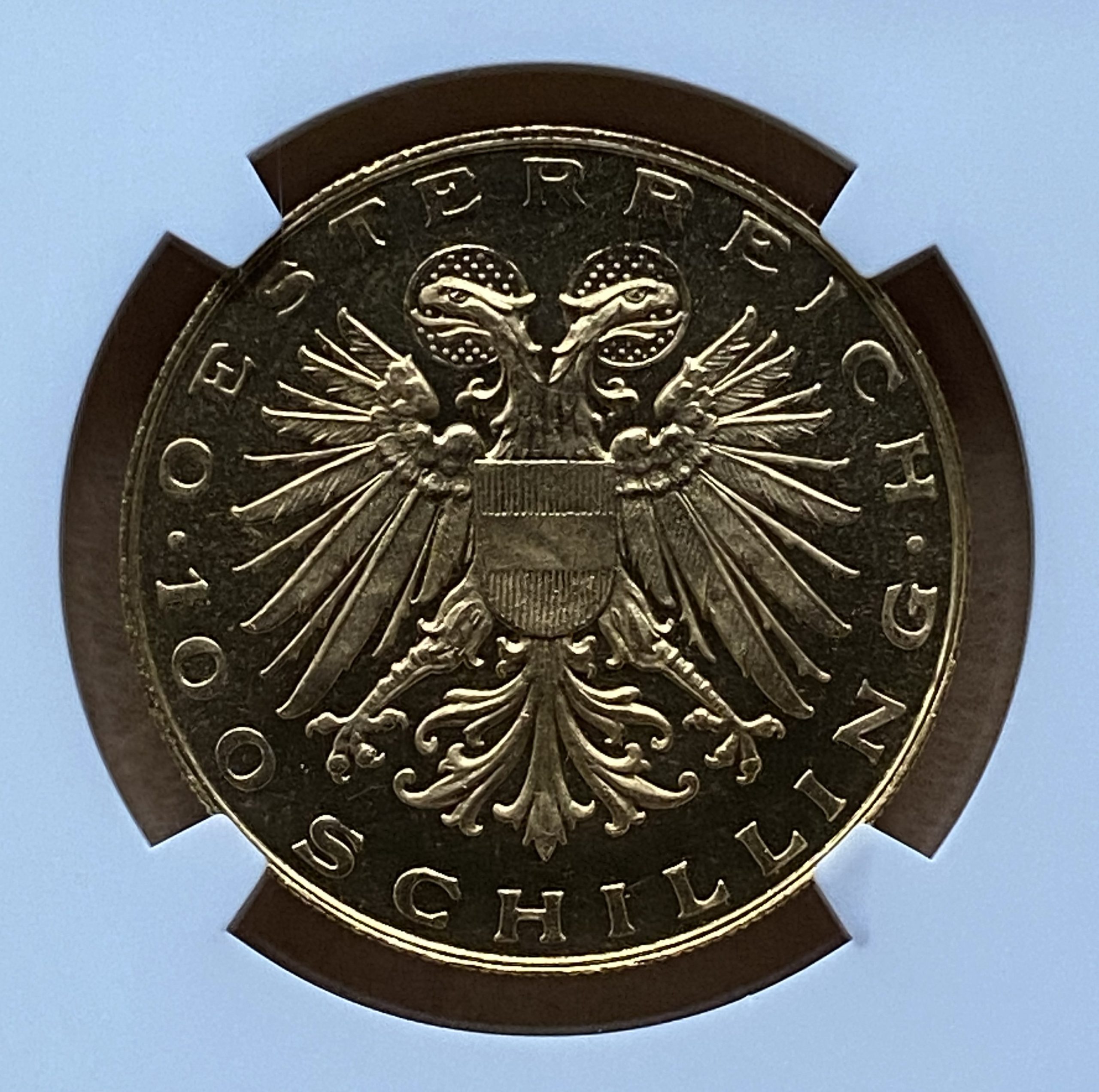 1936年 オーストリア 100シリング金貨 マリアツェルの聖母 NGC PL64 稀少歴史金貨! - 画像 (7)