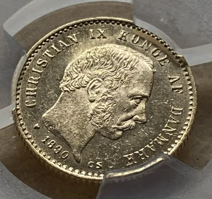 【フリマアプリ併売中(商品説明文一読下さい。)】1890年 デンマーク クリスチャン9世 10クローネ金貨 ヨーロッパの舅 PCGS MS62!