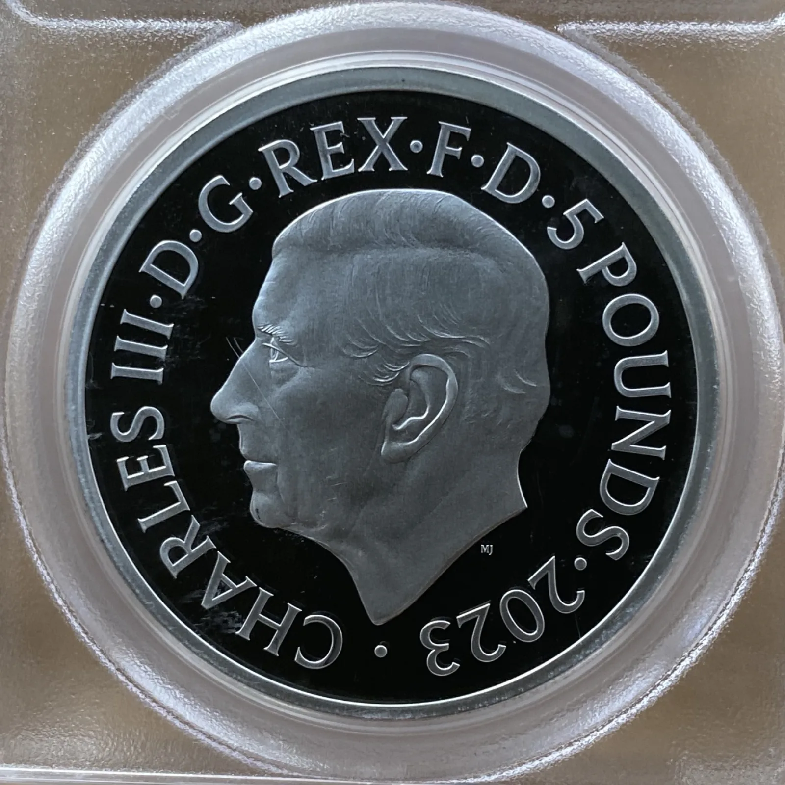 2023年 英国 5ポンド銀貨(純銀2oz) ペティション・クラウン 肖像&紋章 2枚セット PCGS PR68DCAM! - 画像 (6)