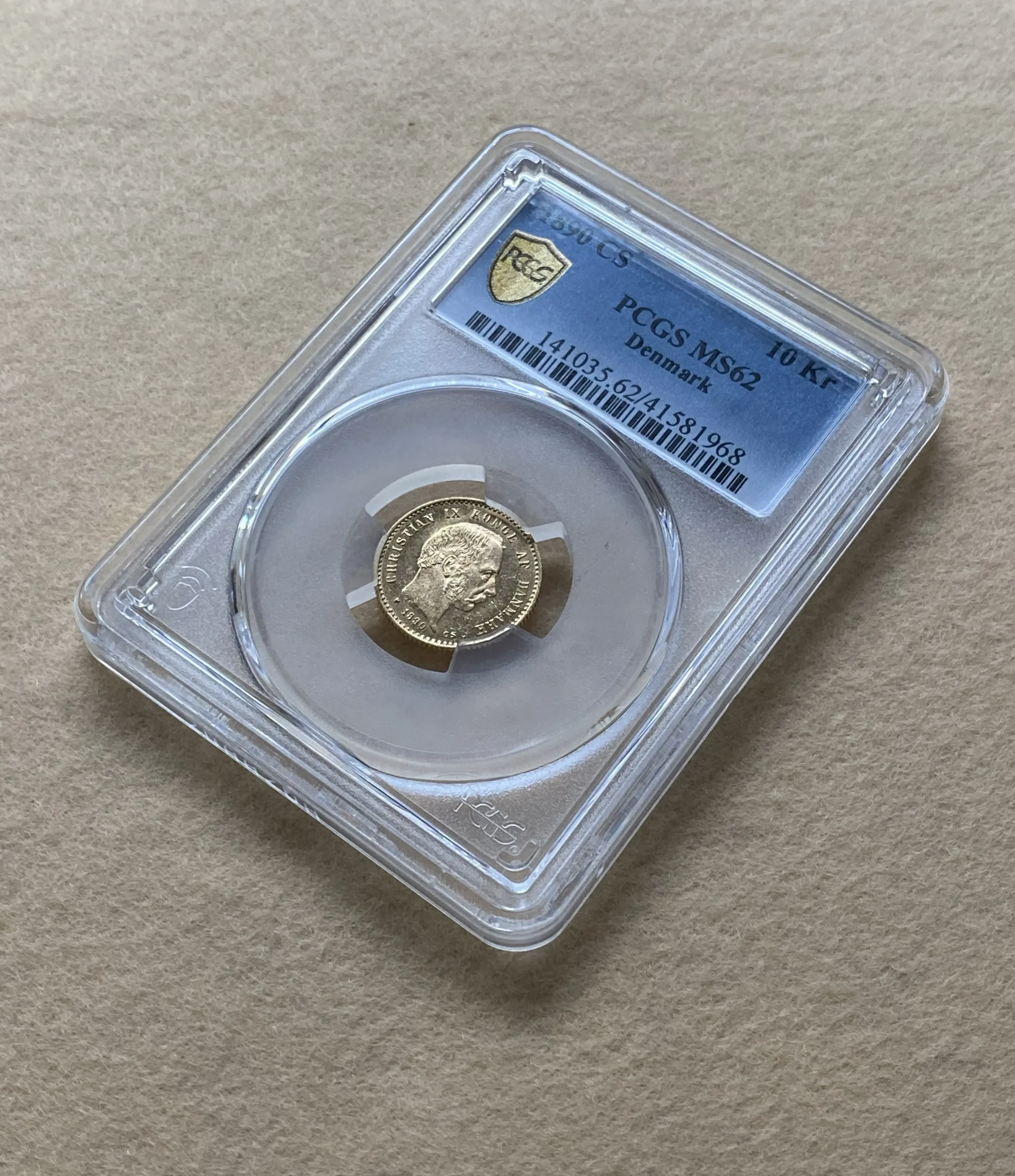 【フリマアプリ併売中(商品説明文一読下さい。)】1890年 デンマーク クリスチャン9世 10クローネ金貨 ヨーロッパの舅 PCGS MS62! - 画像 (2)