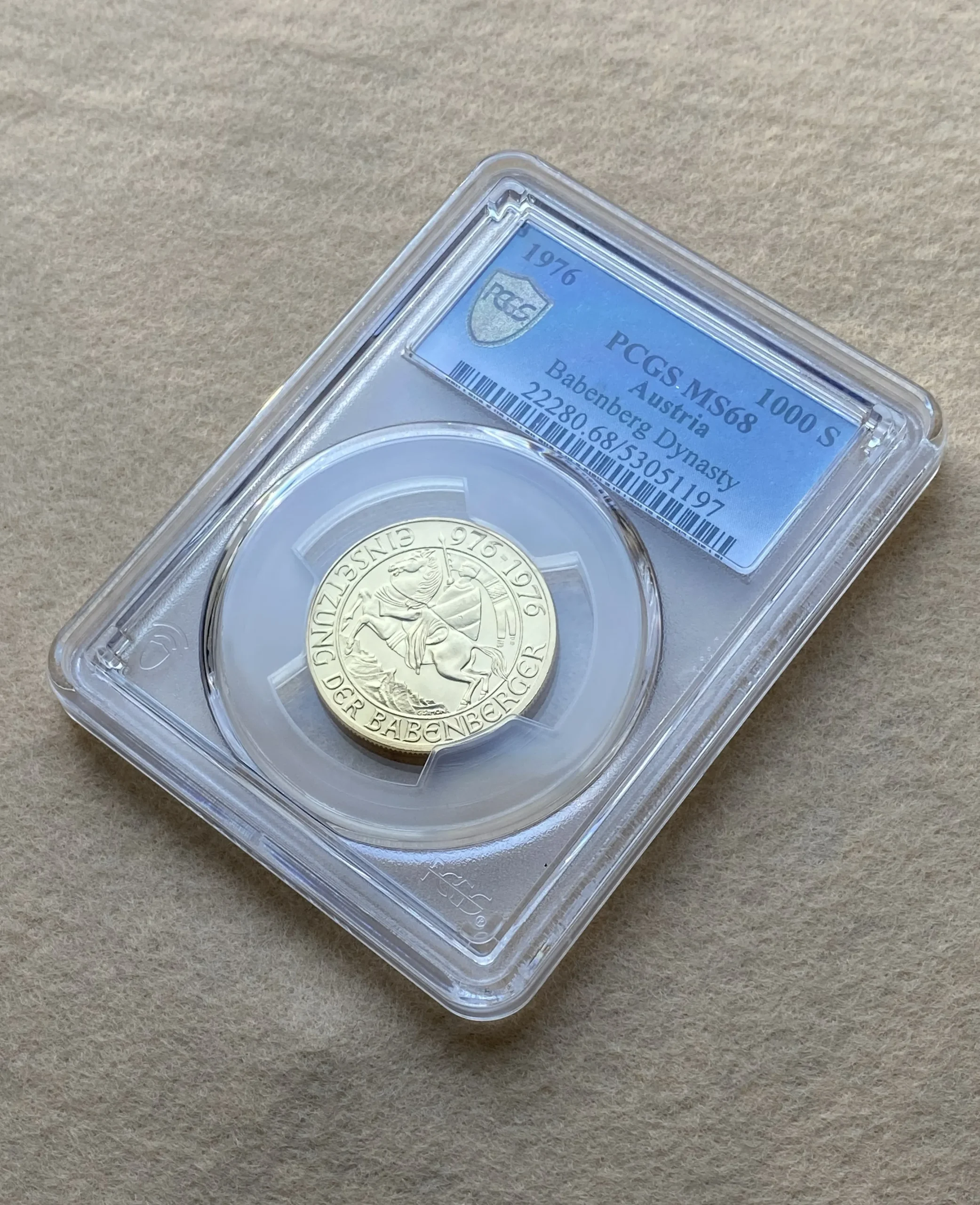 1976年 オーストリア 1000シリング金貨 バーベンベルク家就任1000年記念 PCGS MS68 準最高鑑定品! - 画像 (2)