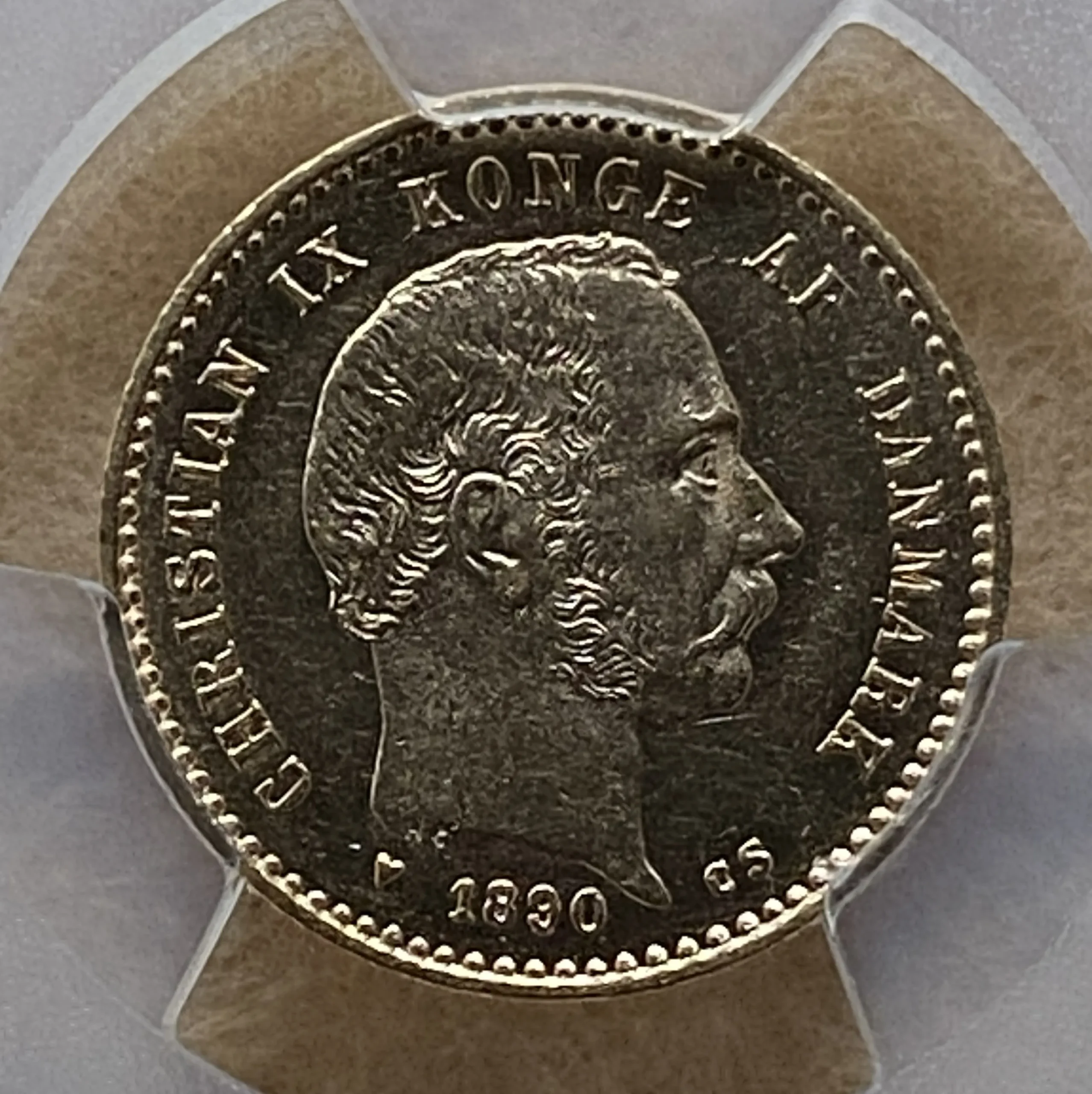 【フリマアプリ併売中(商品説明文一読下さい。)】1890年 デンマーク クリスチャン9世 10クローネ金貨 ヨーロッパの舅 PCGS MS62! - 画像 (3)