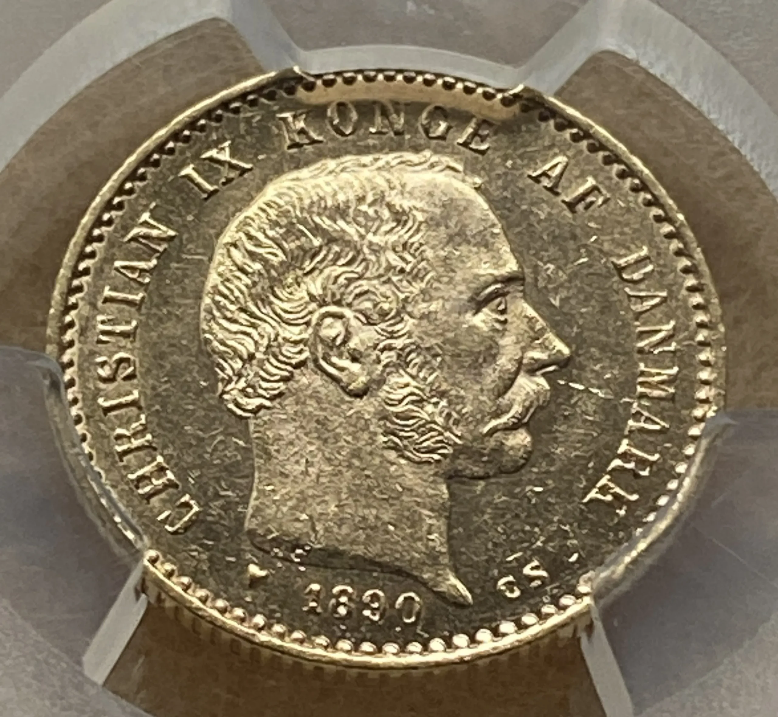 【フリマアプリ併売中(商品説明文一読下さい。)】1890年 デンマーク クリスチャン9世 10クローネ金貨 ヨーロッパの舅 PCGS MS62! - 画像 (4)