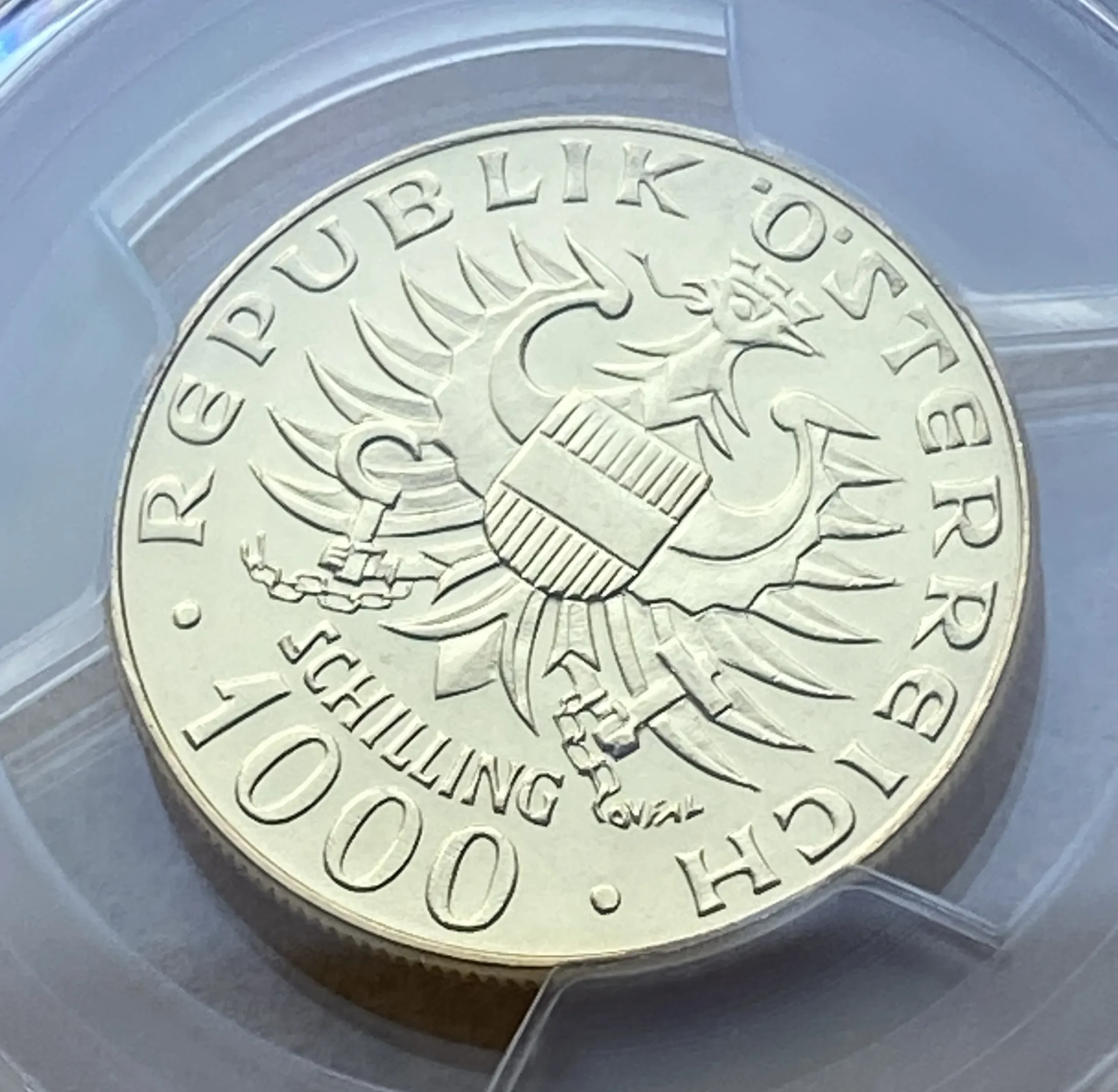 1976年 オーストリア 1000シリング金貨 バーベンベルク家就任1000年記念 PCGS MS68 準最高鑑定品! - 画像 (5)