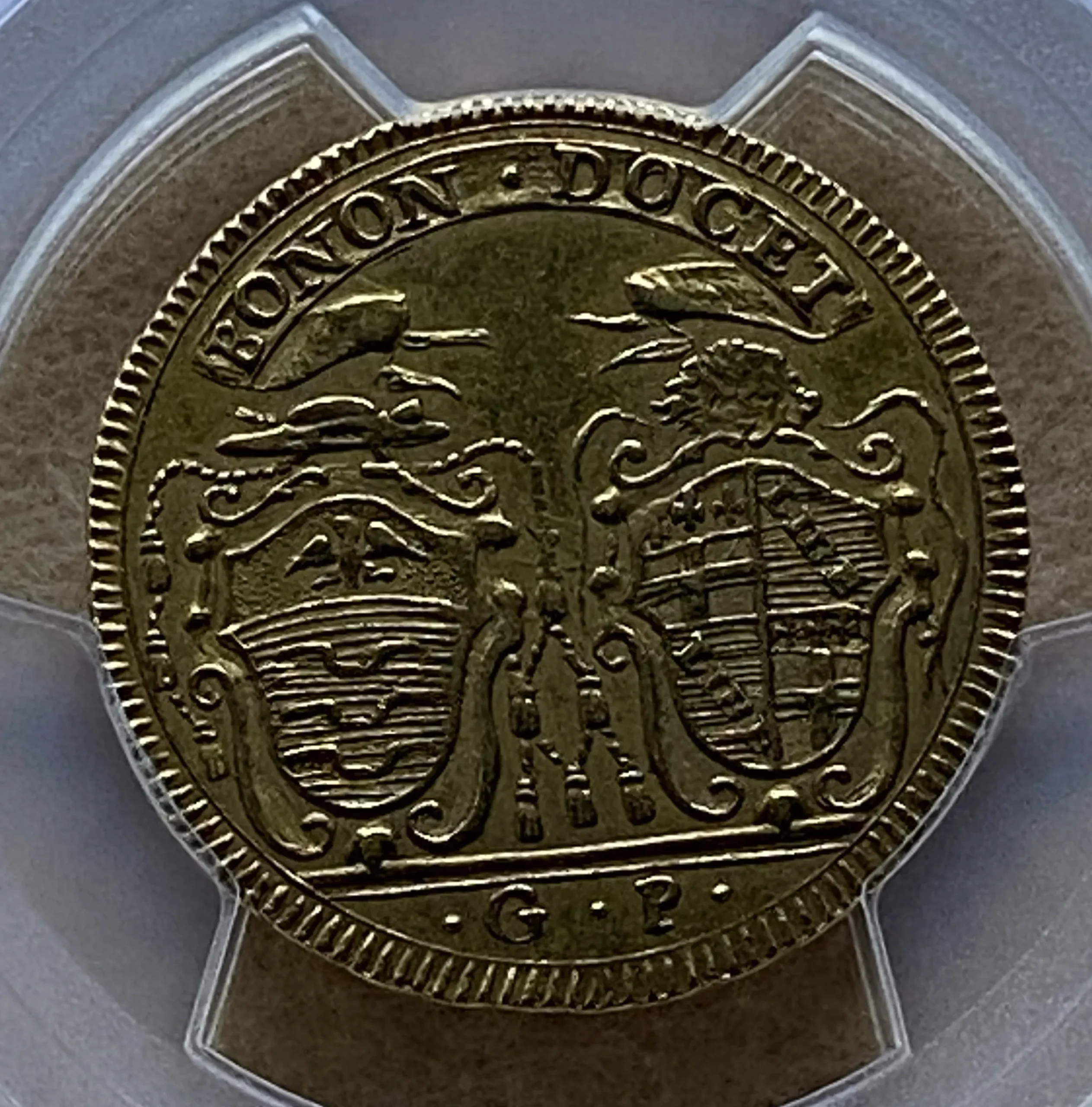 1787年 イタリア 教皇領ボローニャ 2ドッピア金貨 教皇ピウス6世 AU53 PCGS唯一鑑定品 稀少! - 画像 (7)