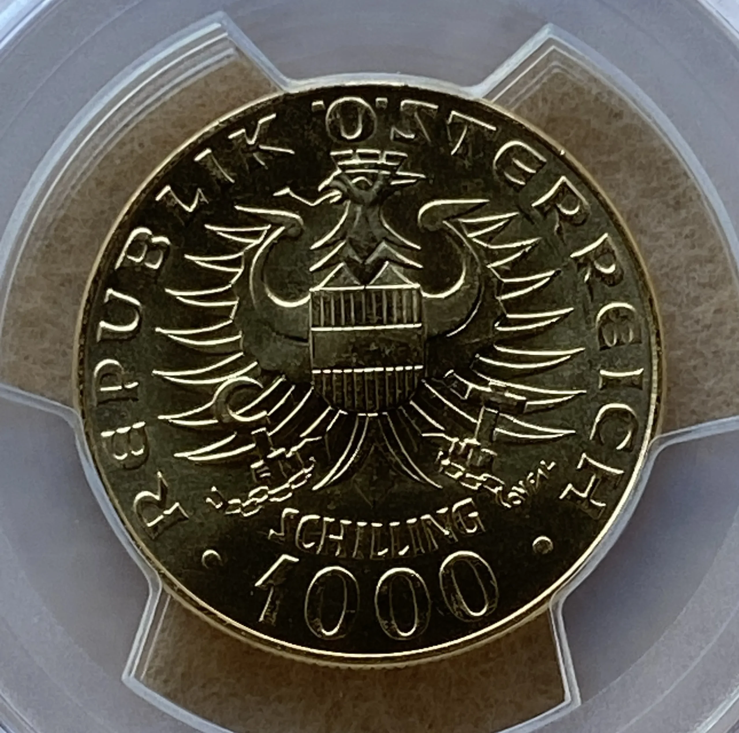 1976年 オーストリア 1000シリング金貨 バーベンベルク家就任1000年記念 PCGS MS68 準最高鑑定品! - 画像 (7)
