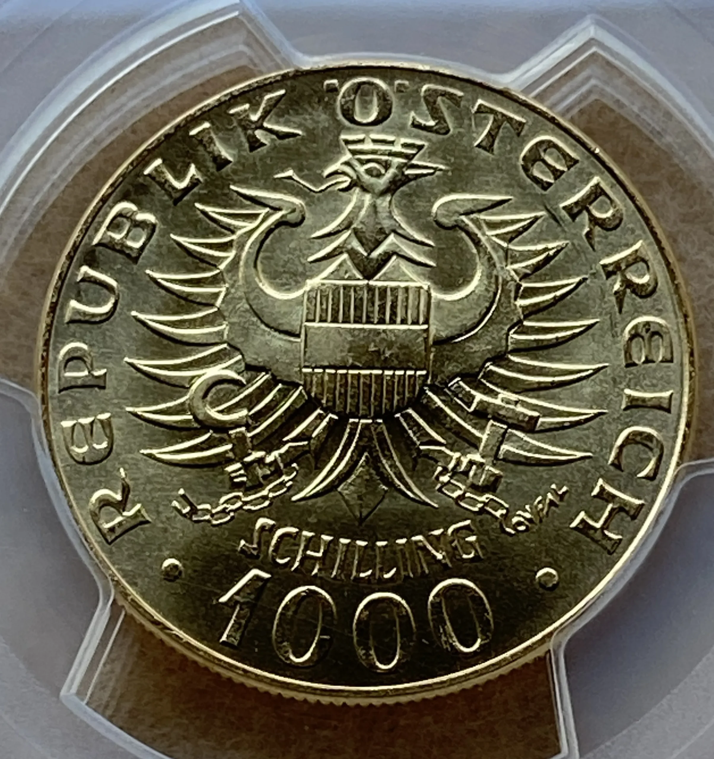 1976年 オーストリア 1000シリング金貨 バーベンベルク家就任1000年記念 PCGS MS68 準最高鑑定品! - 画像 (8)